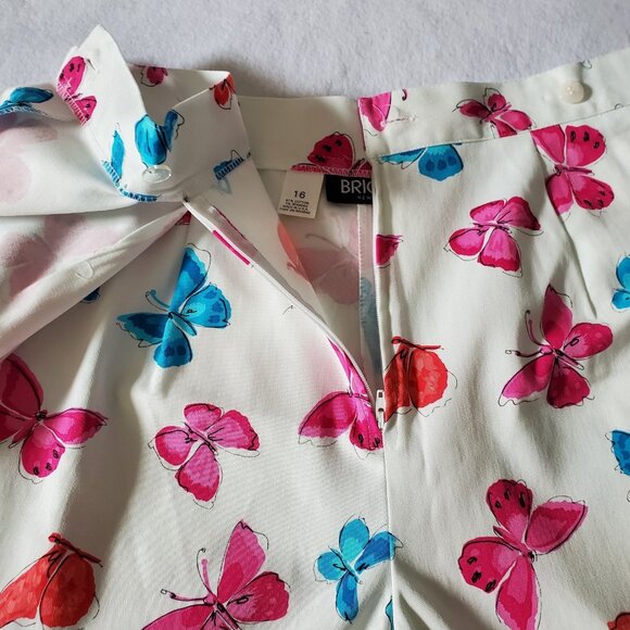Briggs New York Skort Size 16 White Pink & Blue Butterflies Cotton Spandex - Picture 16 of 16